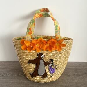 VNTG RARE Disney Store Jungle Book 2 Baloo and Shanti Dancing Woven Beach Tote